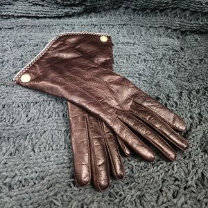 Coach Brown Leather/cashmere Gloves